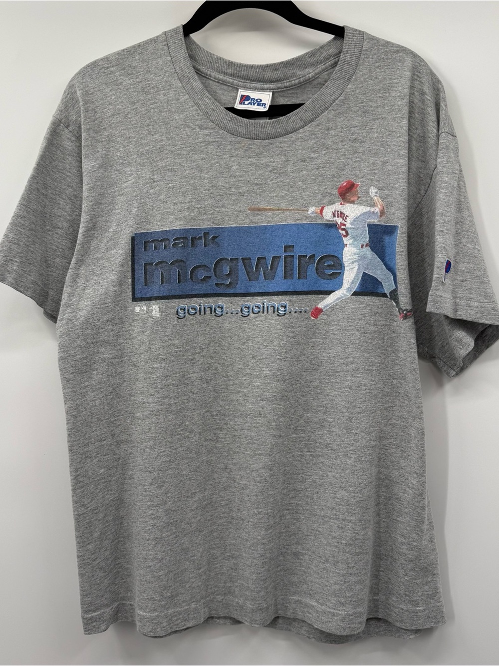 Pro Player Gray Baseball Graphic Tee with Blue Accents